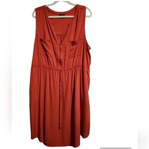 Torrid burnt orange sleeveless zip up tie waist shirt dress  sz 00